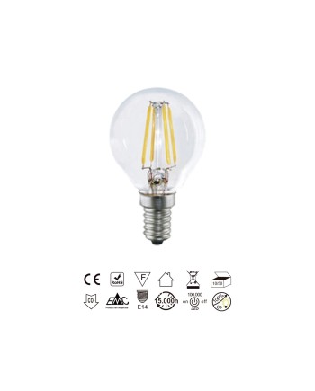 BOMBILLA LED - E14 ESFERICA MINI FILAMENTO - 4W - 2700K - 400Lm-360º